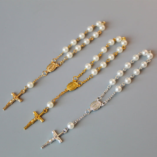 Beads Pearl Cross Full Moon Blessing Bracelet Fashion Jewelry