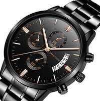 Watches Waterproof Black Refined Steel Watches