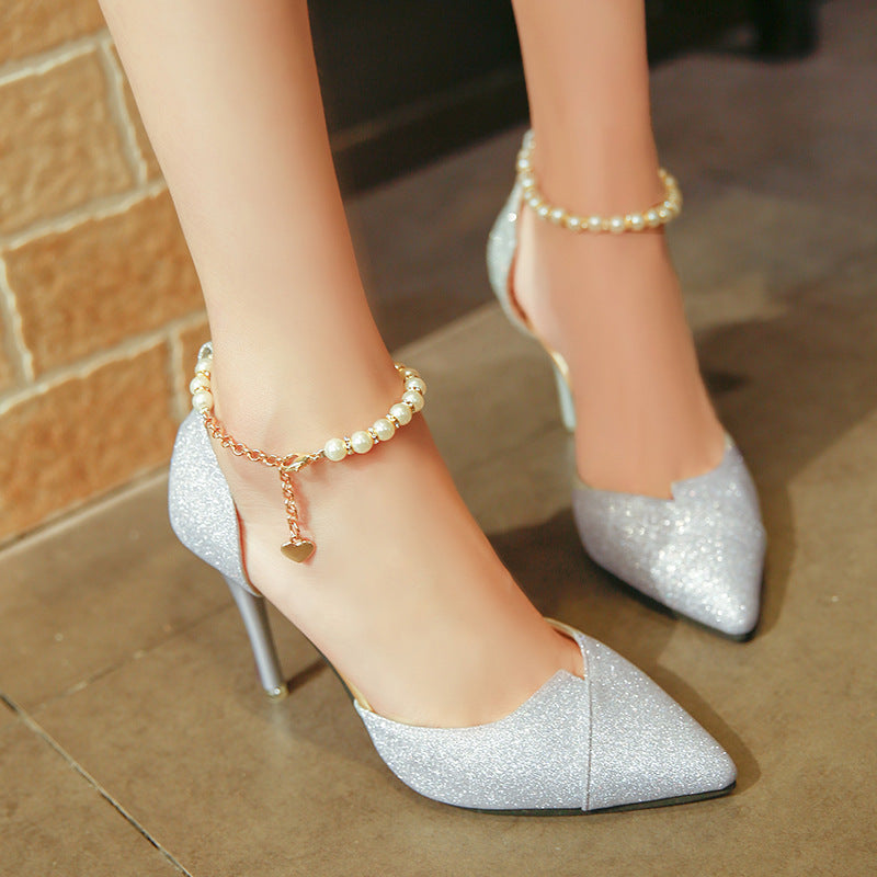 women pumps pearl bead High Heels shoes