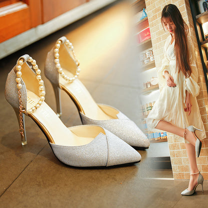 women pumps pearl bead High Heels shoes