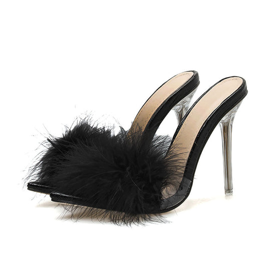 l High Heels Woman Feather Fur Slippers