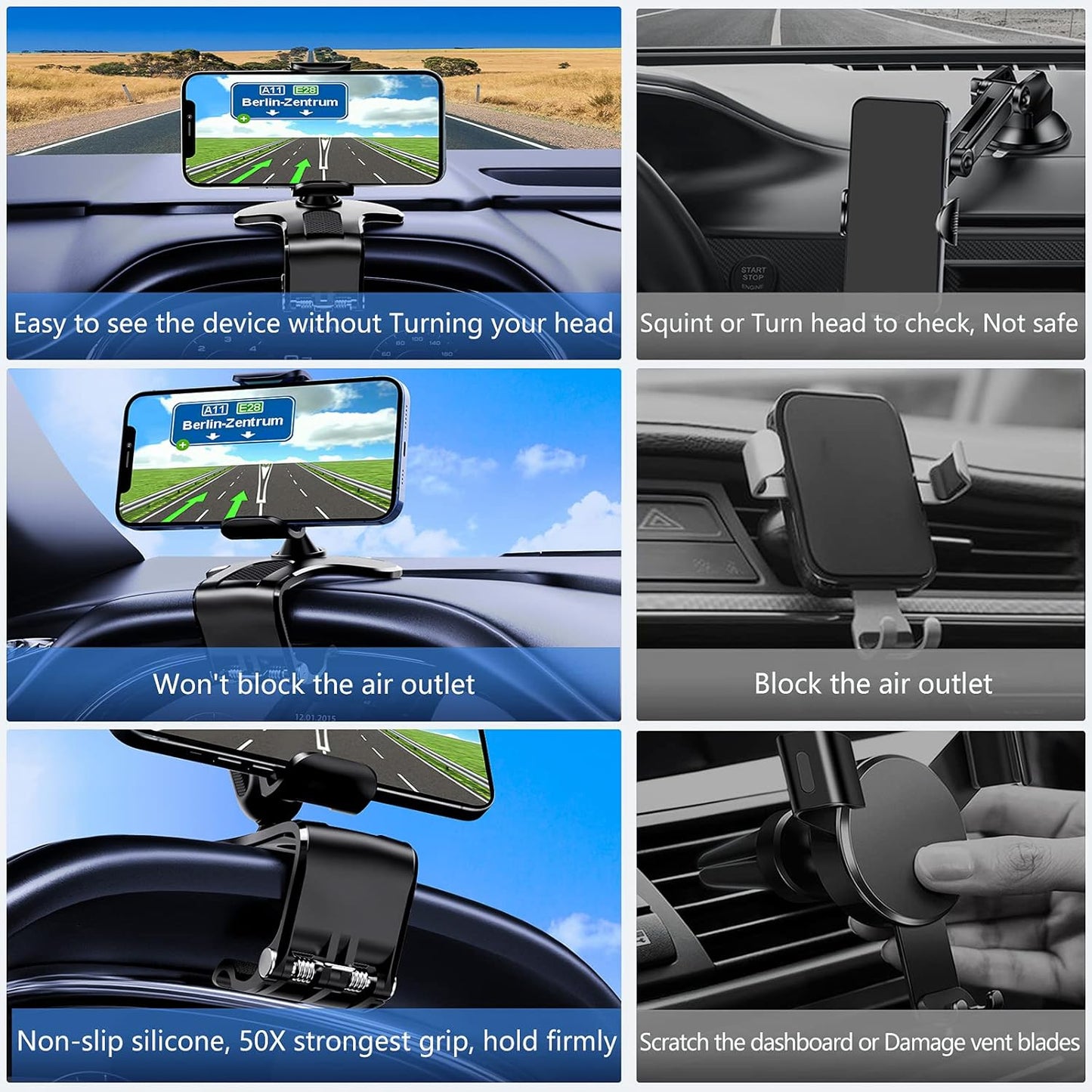 Car Dashboard & Sun Visor Phone Holder