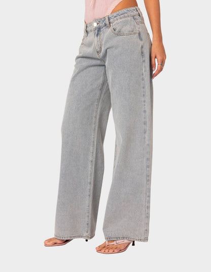 Ballet-Inspired Embroidered Wide-Leg Jeans